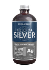 Front view of Bioactive Colloidal Silver 8 oz glass bottle