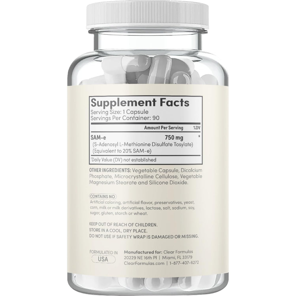 90-count bottle of Bioactive SAM-e 750mg supplement