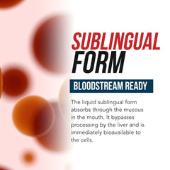 Berry flavored liquid B12 next to a glass of water