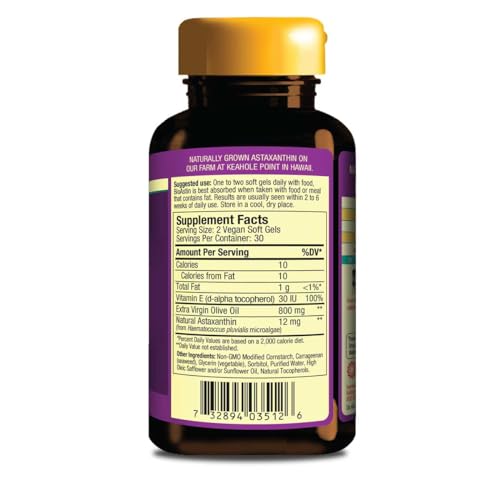 Back label with supplement facts for BioAstin Supreme 6mg softgels