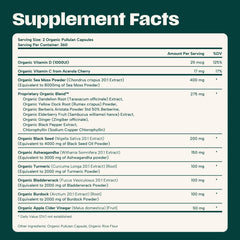 Capsules highlighting turmeric and black pepper for absorption