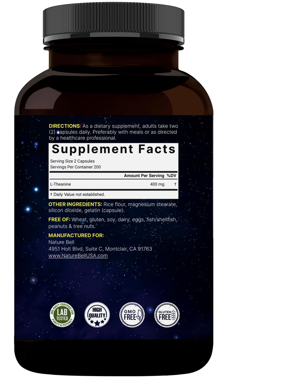 Diagram illustrating bioavailable free-form L-Theanine absorption
