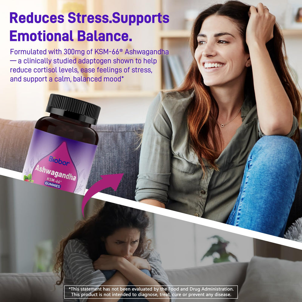 Ingredients and natural raspberry flavor on Biobor Ashwagandha Gummies