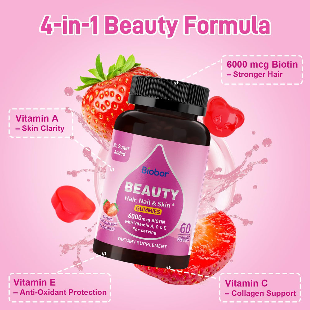 Biobor Beauty Gummies Biotin 6000mcg information label