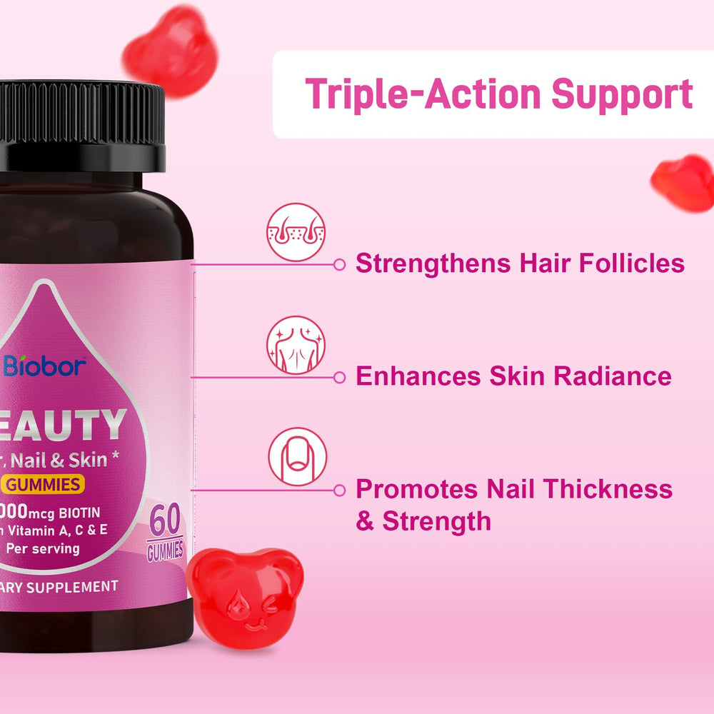 Vitamins A, C and E included in Biobor Beauty Gummies