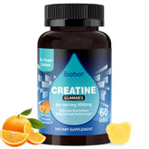 Front view of Biobor Creatine Monohydrate Gummies orange flavor bottle
