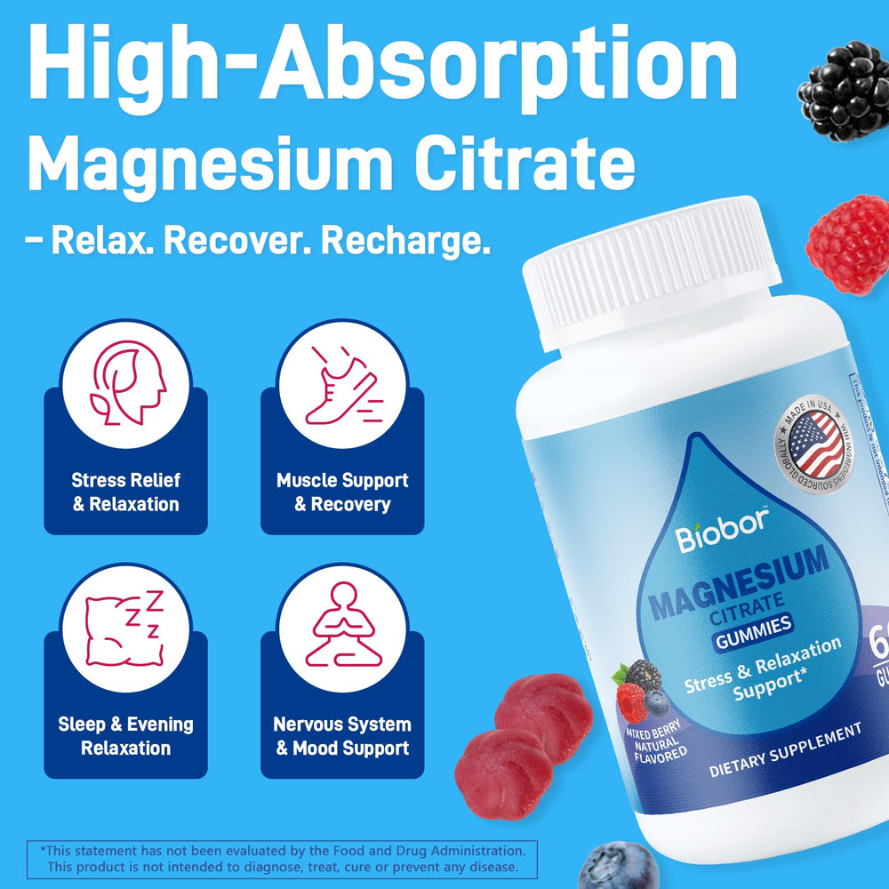 Graphic illustrating high absorption magnesium citrate dissolving in gummies