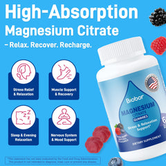Graphic illustrating high absorption magnesium citrate dissolving in gummies
