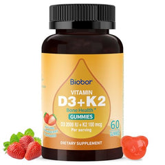 Close-up of Biobor Vitamin D3 K2 Gummies label