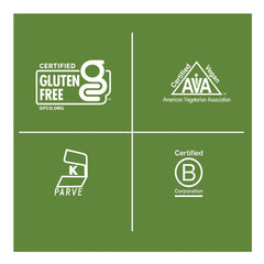 Biochem label with vegan, gluten-free, kosher badges for dietary choices.