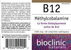 Front view of Bioclinic Naturals B12 1000 mcg bottle