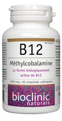 Supplement Facts panel for Bioclinic Naturals B12 lozenges