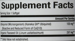 Kaneka QH ubiquinol label showing GMO-free and Kosher certification