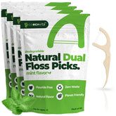 Biodegradable floss picks with a natural straw wheat handle