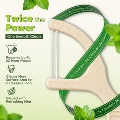 Close-up of dual nylon floss threads on the floss pick