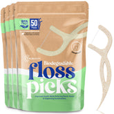Biodegradable floss picks in a 200-count pack (bag 1).