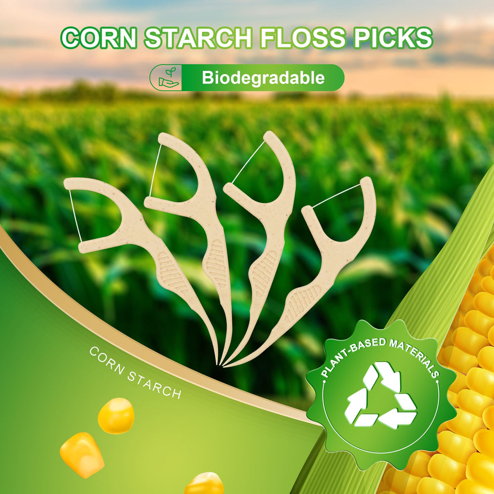 Plant-based biodegradable floss picks made from corn starch