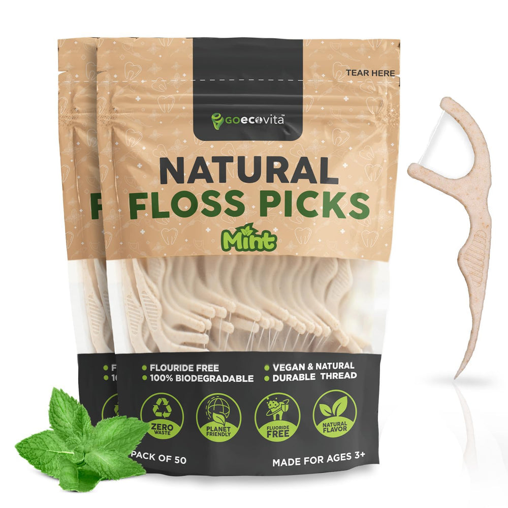 Biodegradable floss picks with straw wheat handle