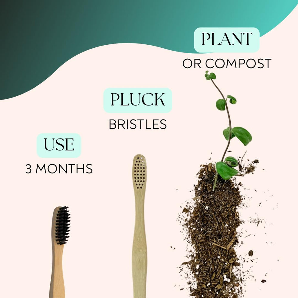 Biodegradable bamboo toothbrush handle in natural finish