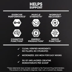 Vegan, non-GMO creatine powder; gluten-free and soy-free