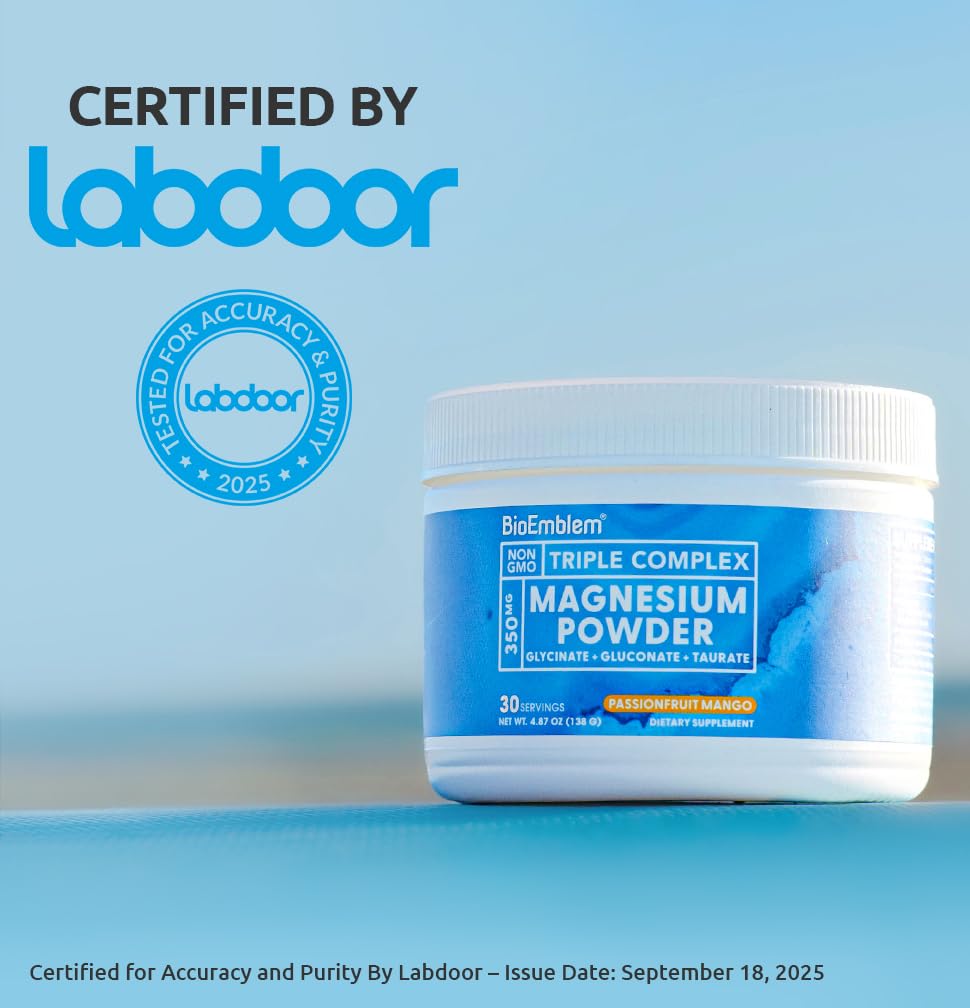 Glass of water with BioEmblem magnesium powder dissolving