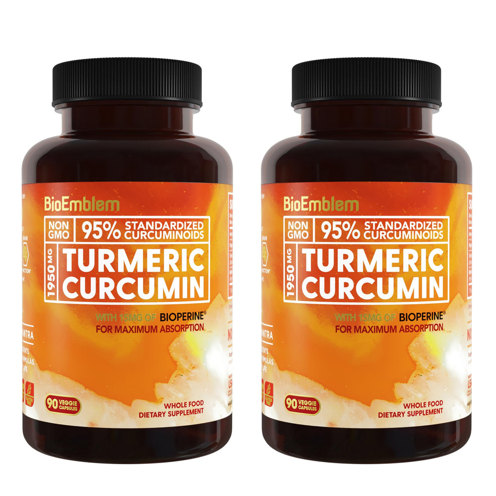 BioEmblem Turmeric Curcumin with BioPerine label featuring BioPerine