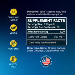 BioEmblem Turmeric Curcumin TurmiPure Gold bottle on a surface