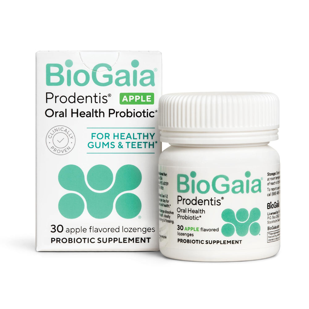 BioGaia Prodentis front box showing packaging and product name benefits