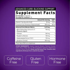 BioGenetic Laboratories Carb Blocker X7 bottle-label closeup highlights seven synergistic ingredients for appetite control.