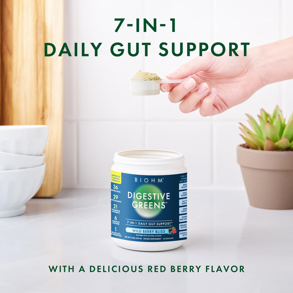 Probiotics and digestive enzymes in BIOHM Digestive Greens