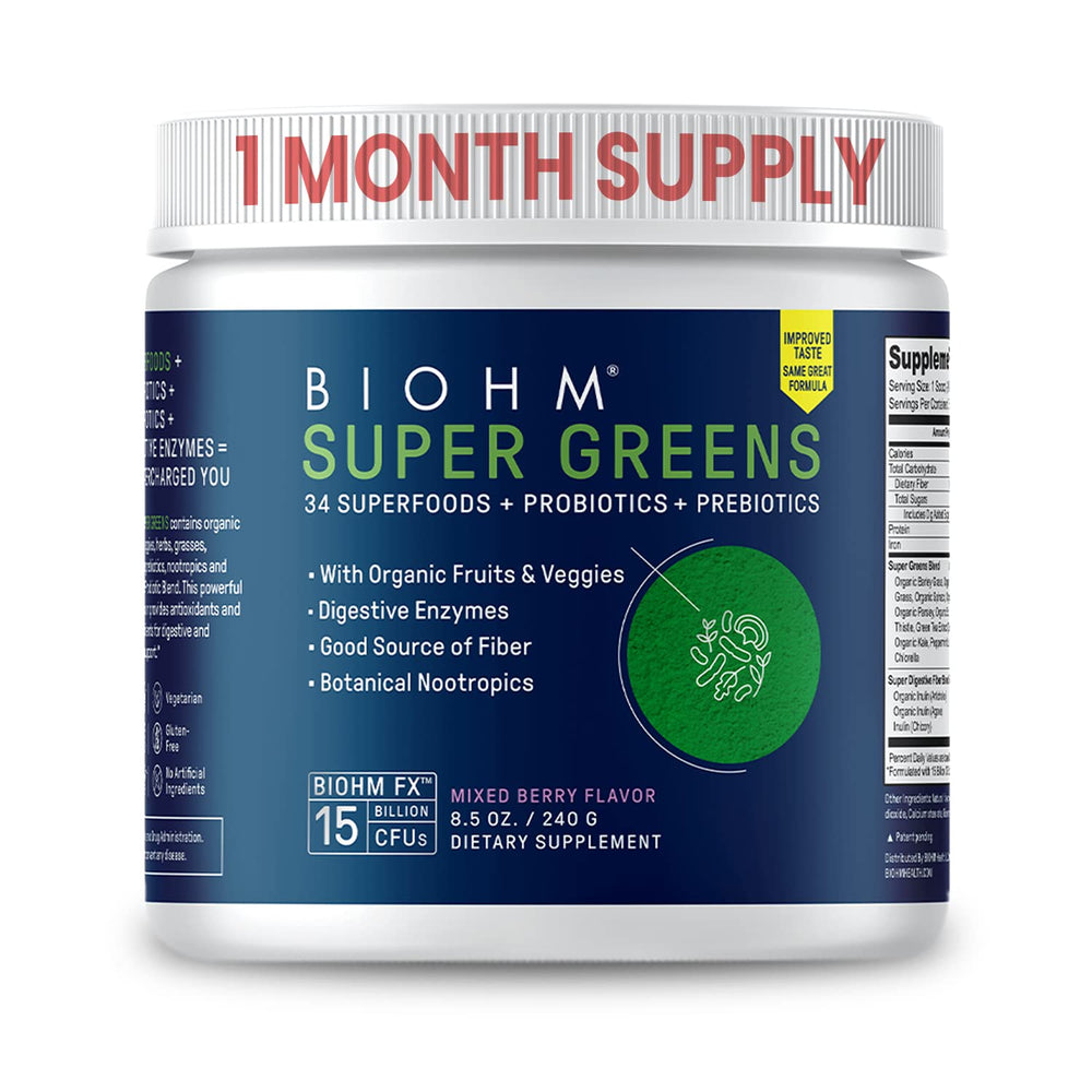Front label of BIOHM Super Greens 8.5oz