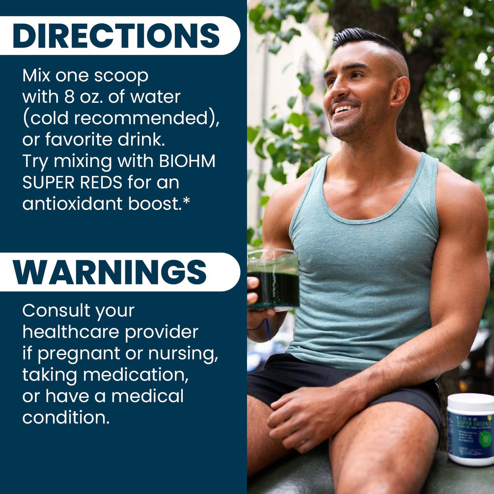 BIOHM Super Greens mixed berry flavor powder