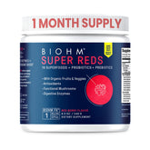 Hero image of BIOHM Super Reds beet root powder with red berries
