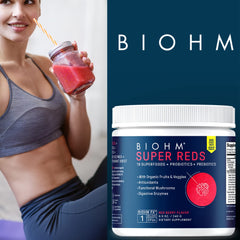 BIOHM Super Reds packaging and nutrition label