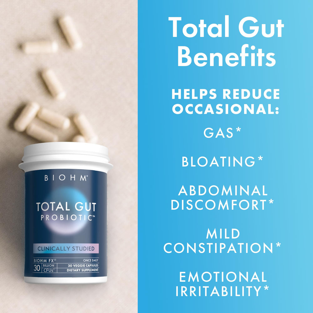 Graphic highlighting bloating relief and gut balance