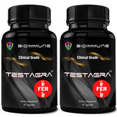 BioImmune Testagra hero bottle highlights 2-pack savings for athletic support.