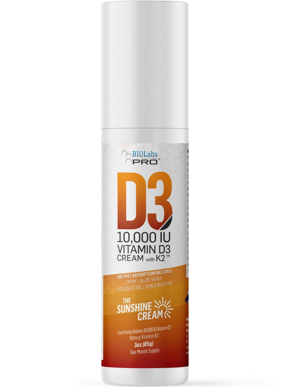 BIOLABS PRO Vitamin D3 Cream bottle front 10000IU 3oz