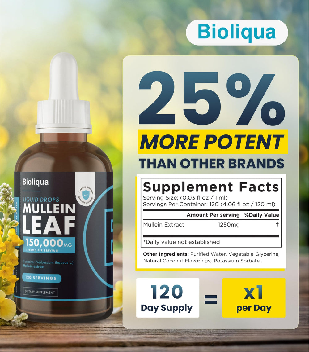 Close-up of Bioliqua Mullein Drops label