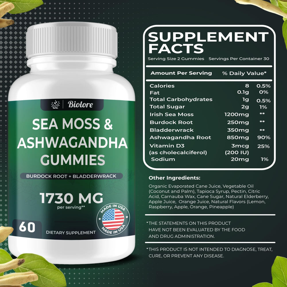 Gummies featuring bladderwrack and burdock root ingredients