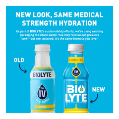 BIOLYTE Lemon Lime 16 oz bottle back view in 12-pack