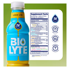 BIOLYTE Lemon Lime 16 oz bottle nutrition facts in 12-pack