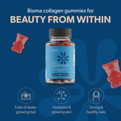 Bioma Hair Skin Nails gummies packaging with bottle
