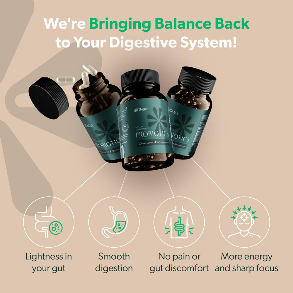 Gut health concept with illustration of balanced microbiome
