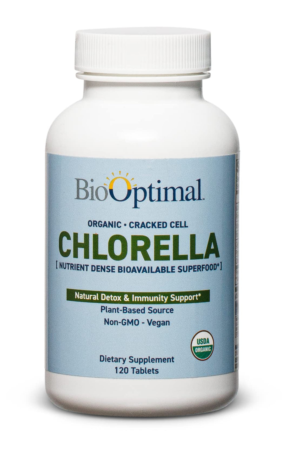 BioOptimal Organic Chlorella Tablets 500mg bottle 120 count