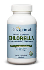 BioOptimal Organic Chlorella Tablets 500mg bottle 120 count