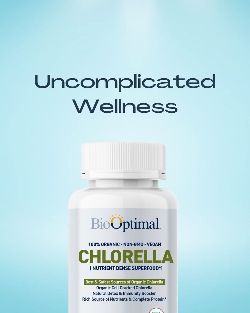 Organic non-GMO chlorella tablets nutrition panel