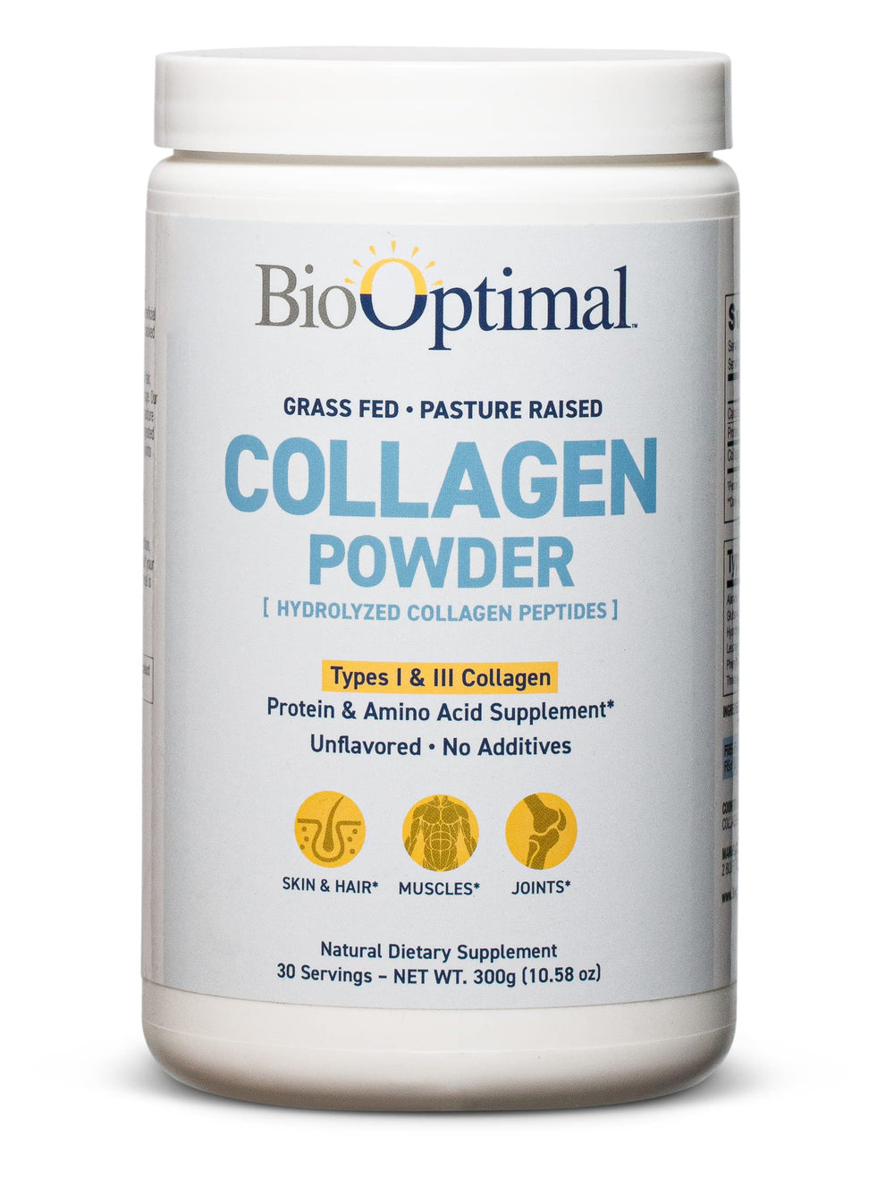 BioOptimal Collagen Peptides Powder bottle label