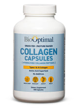Front view of BioOptimal Collagen Peptides Capsules bottle