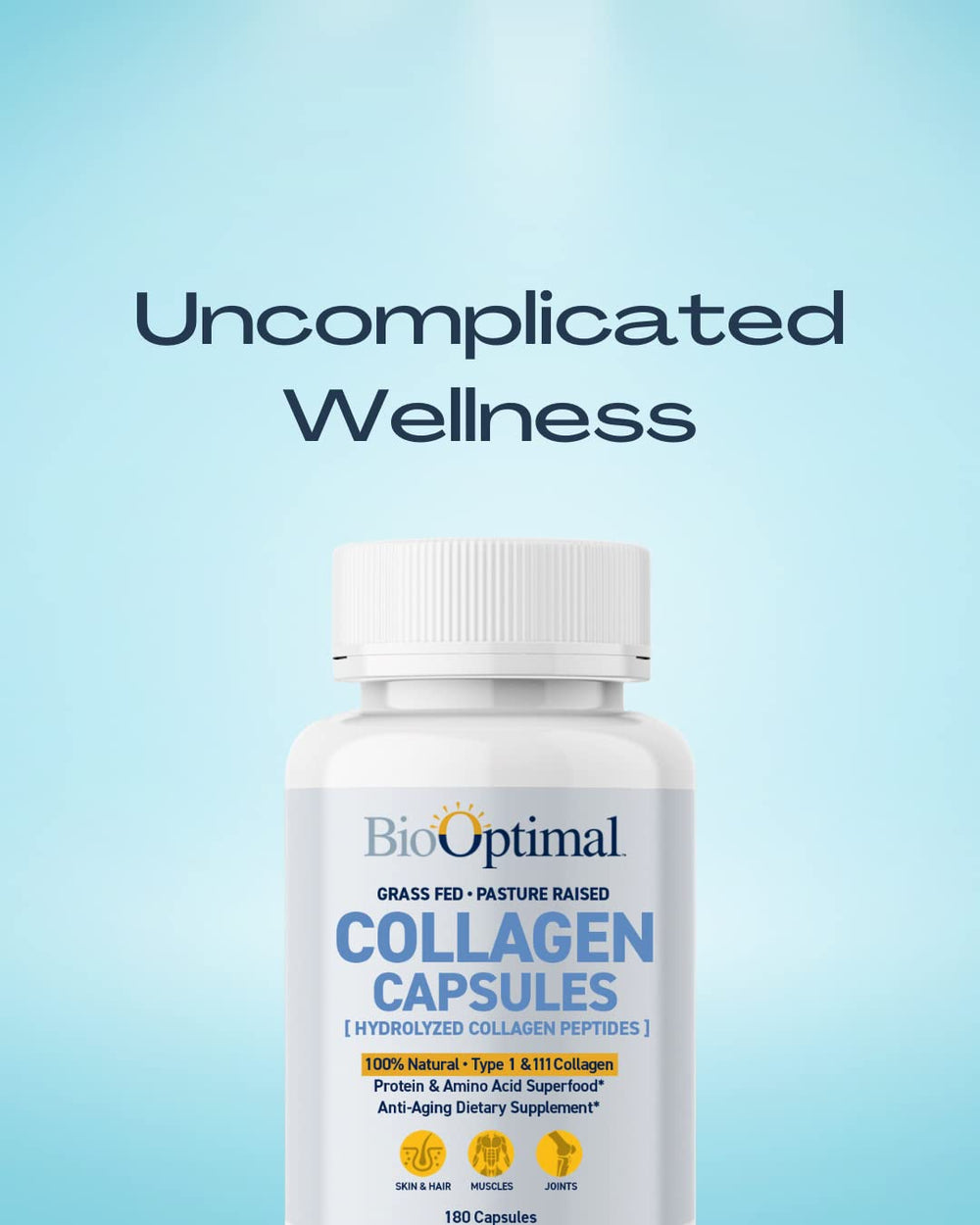 Close-up of unflavored collagen capsules