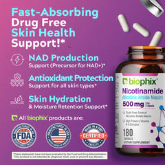 Biophix B-3 Nicotinamide packaging box beside bottle
